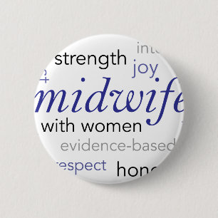 midwife word cloud pinback button