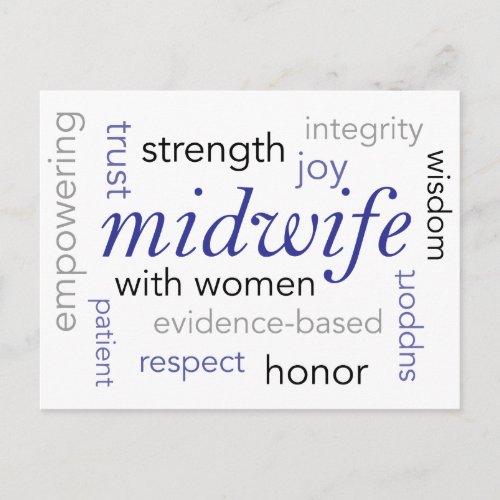 midwife word cloud postcard