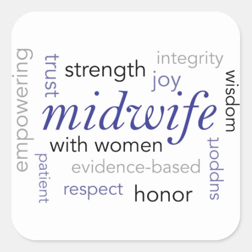 midwife word cloud square sticker