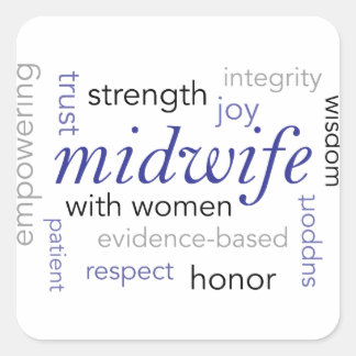 midwife word cloud square sticker