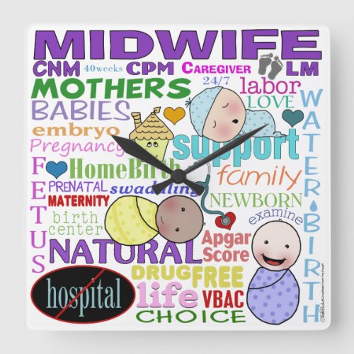 Midwifery Terminology_Subway Art Square Wall Clock