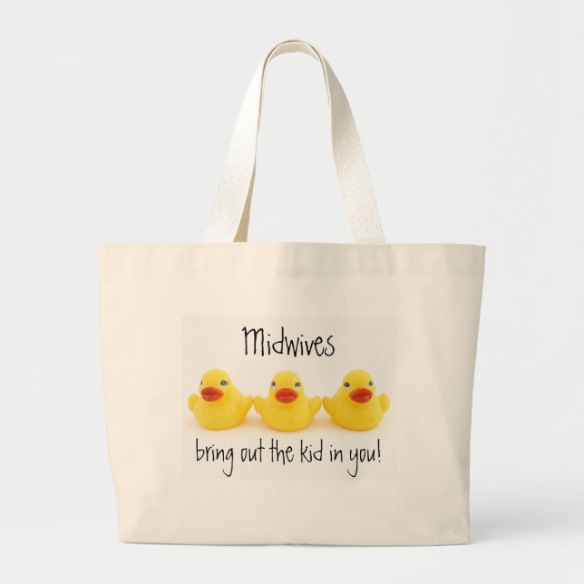 Midwives and Yellow Rubber Ducks Large Tote Bag (Front)