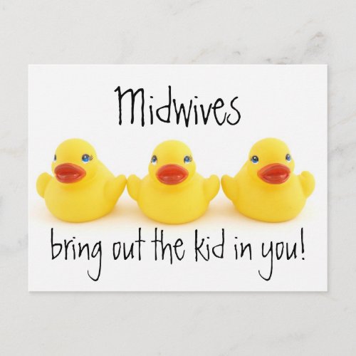Midwives Kids and Yellow Rubber Ducks Postcard