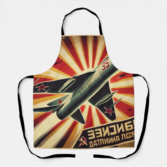 MiG-15 Vintage Soviet Propaganda Poster Apron (Front)