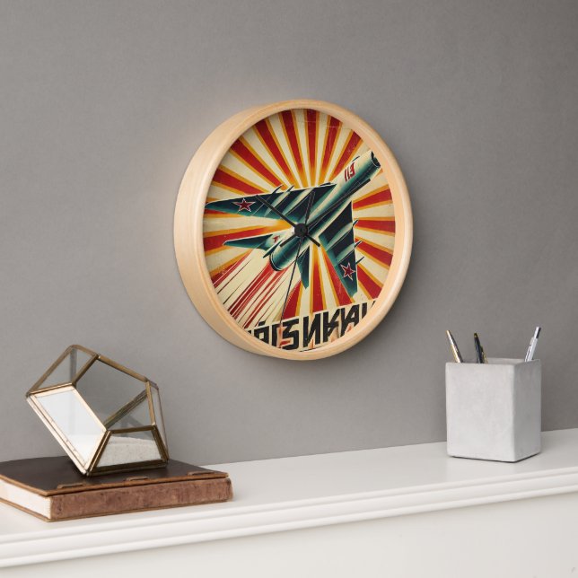 MiG-15 Vintage Soviet Propaganda Poster Clock (Office)