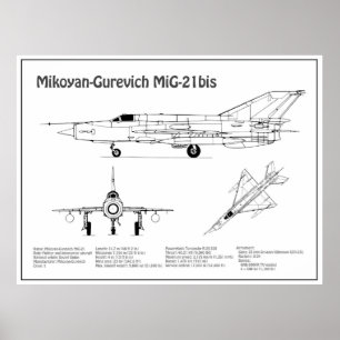 MiG-21 bis - Airplane Blueprint Plans BD Poster