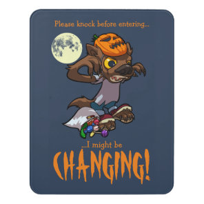 Might Be Changing! Fierce Little Werewolf Cartoon Door Sign