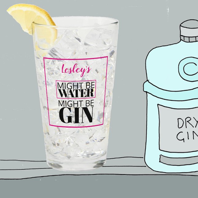 Might be water.  Might be gin.  Pink. Personalized Glass (Creator Uploaded)