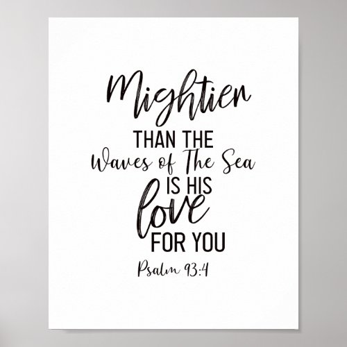 Mightier Than The Waves Bible Verse Wall Art Black