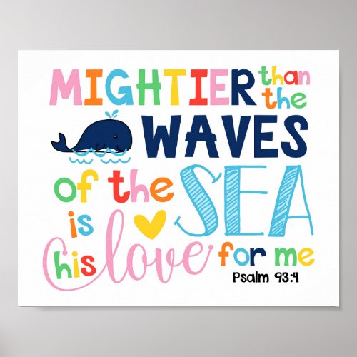 Mightier Than The Waves in the Sea Kids Bible Poster