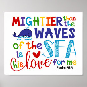 Mightier Than The Waves Kids Christian Poster