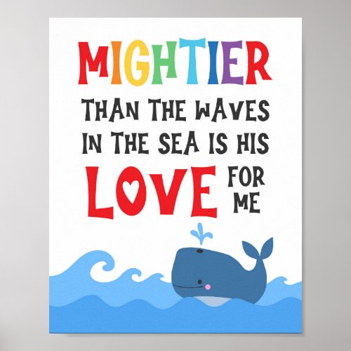 Mightier Than The Waves Kids Christian Poster
