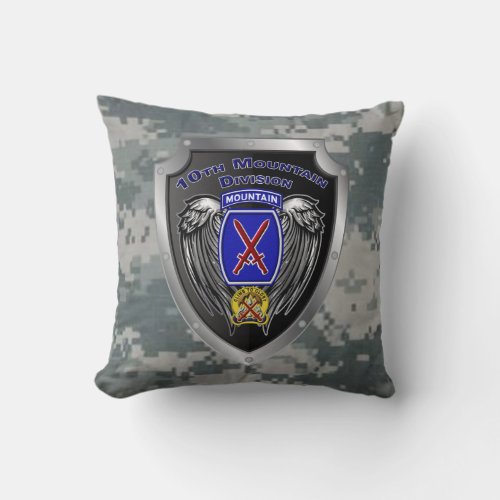 Mighty 10th Mountain Division Throw Pillow
