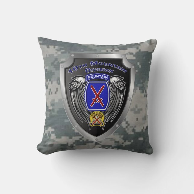 Mighty 10th Mountain Division Throw Pillow (Front)