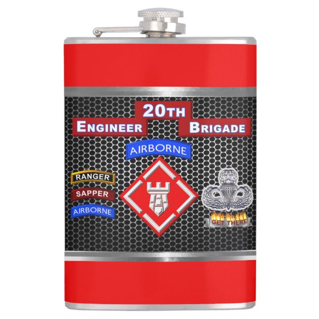 Mighty 20th Engineer Brigade-Airborne Flask (Front)