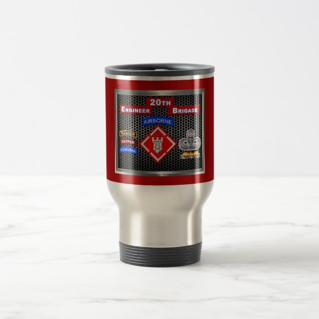 Mighty 20th Engineer Brigade-Airborne Travel Mug (Center)