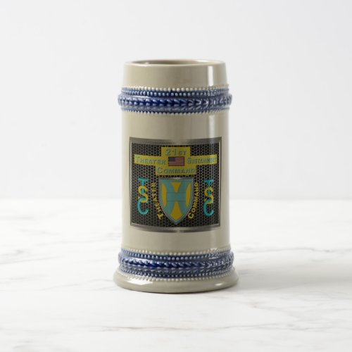 Mighty 21st Theater Sustainment Command Beer Stein