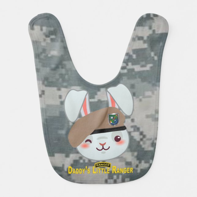 Mighty 75th Ranger Regiment Bunny Baby Bib (Front)