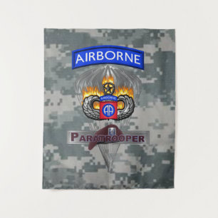 Mighty 82nd Airborne Division Silver Chute Tapestry