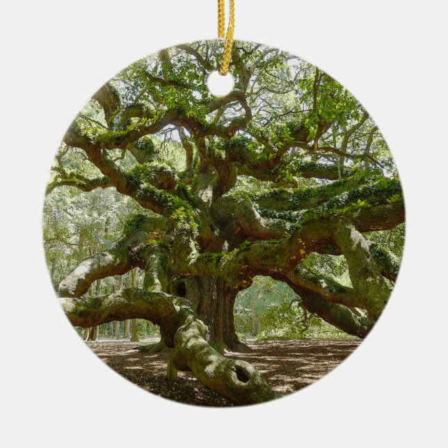 Mighty Angel Oak Ceramic Ornament (Front)