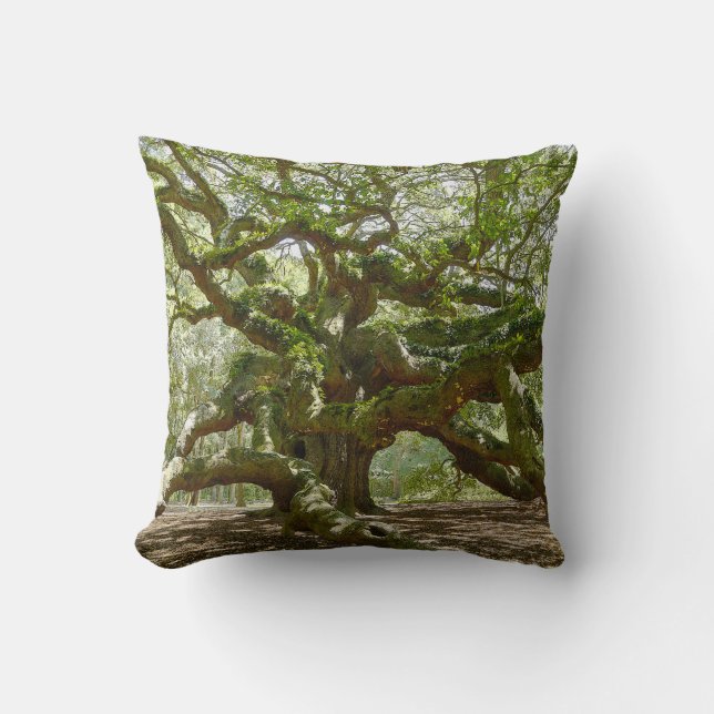 Mighty Angel Oak Throw Pillow (Front)