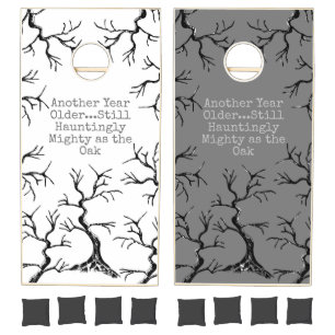 Mighty as the Oak Spooky Adult Birthday Party Cornhole Set