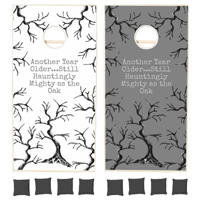 Mighty as the Oak Spooky Adult Birthday Party Cornhole Set (Set)