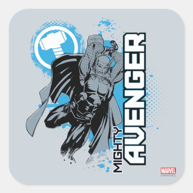 Mighty Avenger Character Graphic Square Sticker (Front)