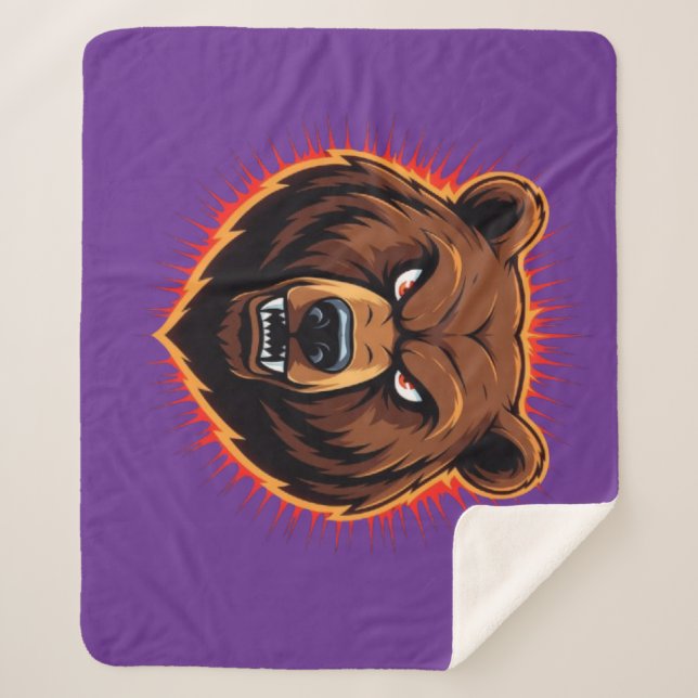 Mighty Bear – Raw Strength of Nature Sherpa Blanket (Front)