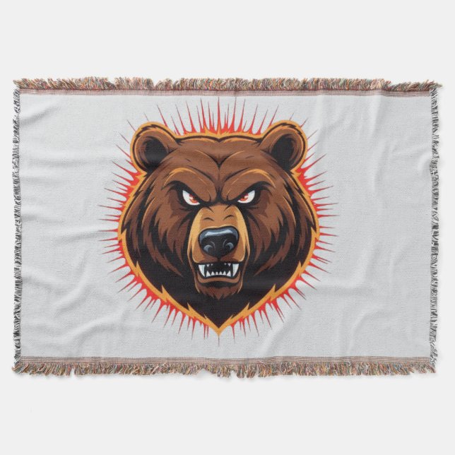 Mighty Bear – Raw Strength of Nature Throw Blanket (Front)