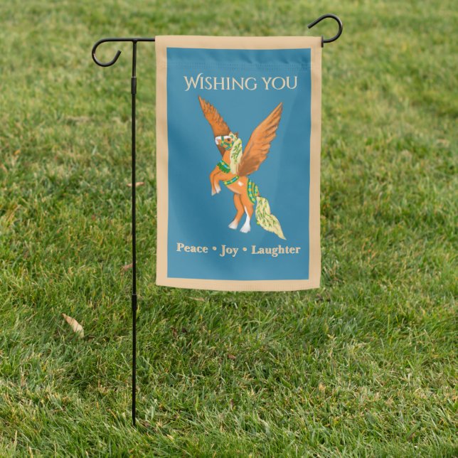 Mighty Belgian Joyful Carousel Pegasus Holiday Garden Flag (In SItu)
