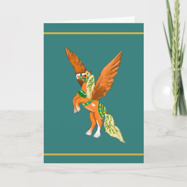 Mighty Belgian Pegasus Vintage Carousel Horse Card (Front)