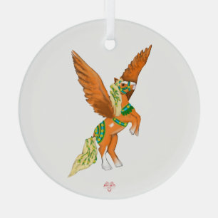 Mighty Belgian Pegasus Vintage Carousel Horse  Glass Ornament