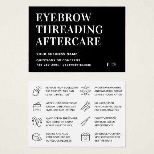 Mighty Black Eyebrow Threading Aftercare Card