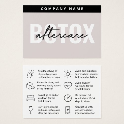 Mighty Botox  Aftercare Card