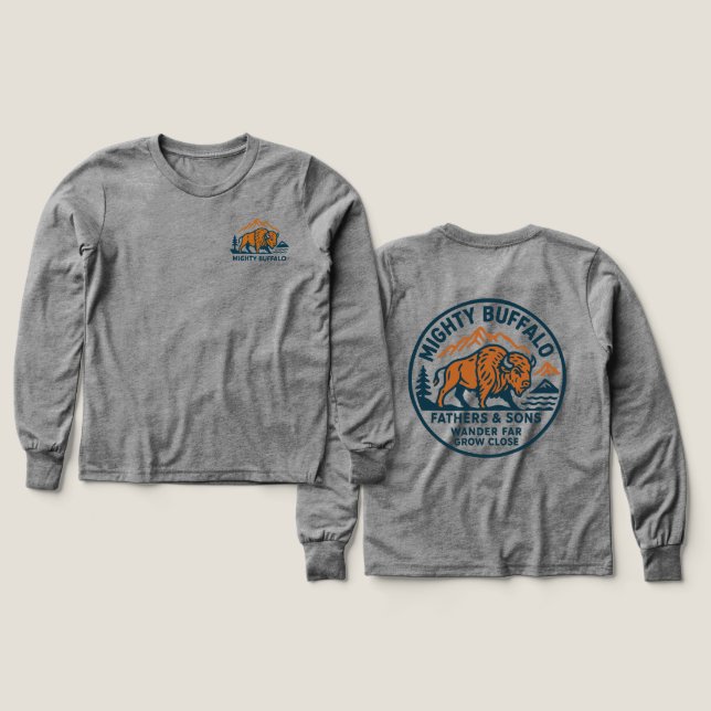 Mighty Buffalo adult long sleeve Tri-Blend Shirts (Design Front & Back)