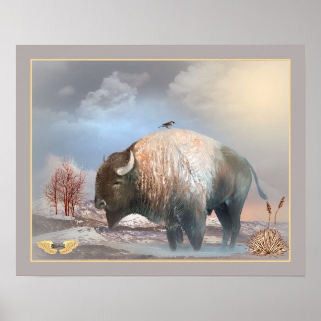 Mighty Buffalo American Bison Poster (Front)