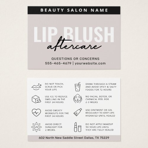 Mighty Cream Lip Blush After Care Instruction Card