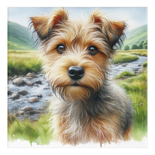 Mighty Cute Terrier in Watercolor Acrylic Print