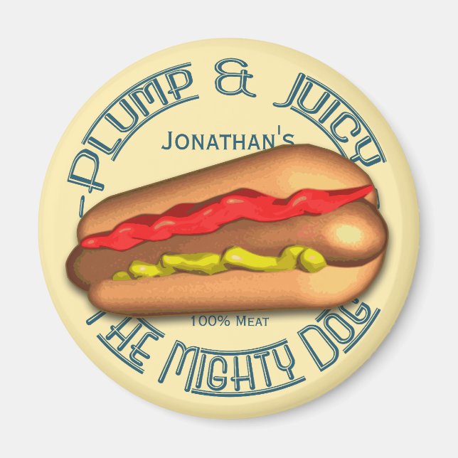 Mighty Dog Hotdog Personalized Magnet (Front)