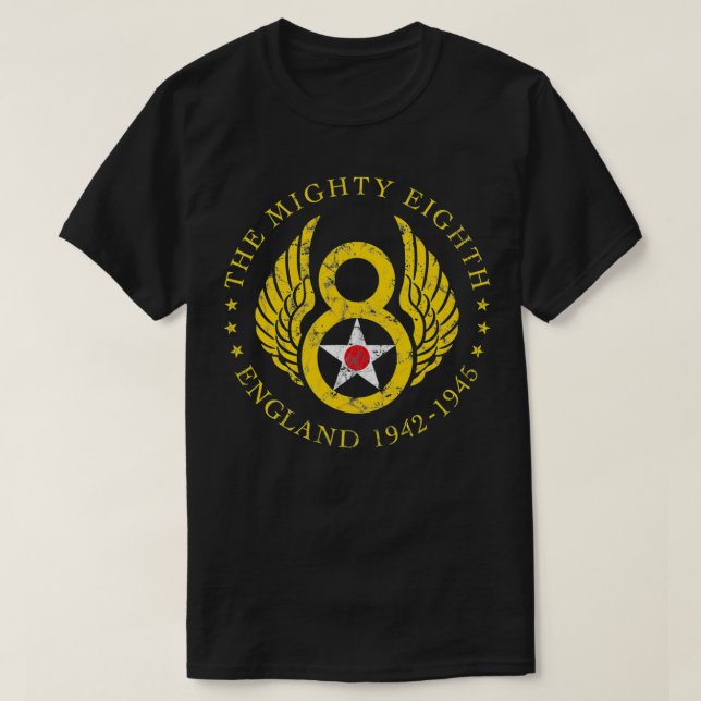Mighty Eighth - 8th Air Force USAAF B-17 & B-24 Bo T-Shirt (Design Front)