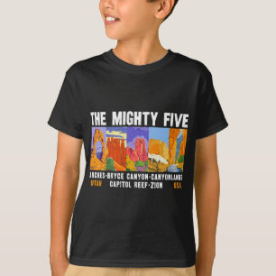 Mighty Five Utah National Parks Distressed Vintage T-Shirt