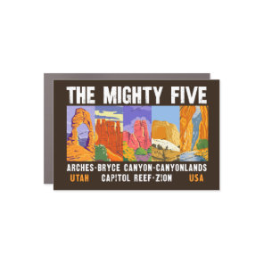 Mighty Five Utah National Parks List Vintage  Car Magnet