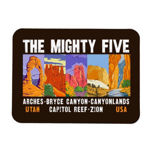 Mighty Five Utah National Parks List Vintage Magnet