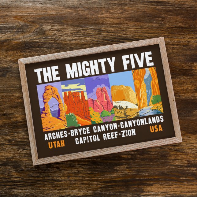 Mighty Five Utah National Parks List Vintage  Poster (Creator Uploaded)