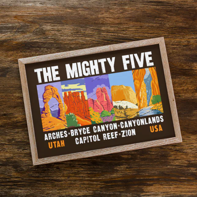 Mighty Five Utah National Parks List Vintage Poster | Zazzle