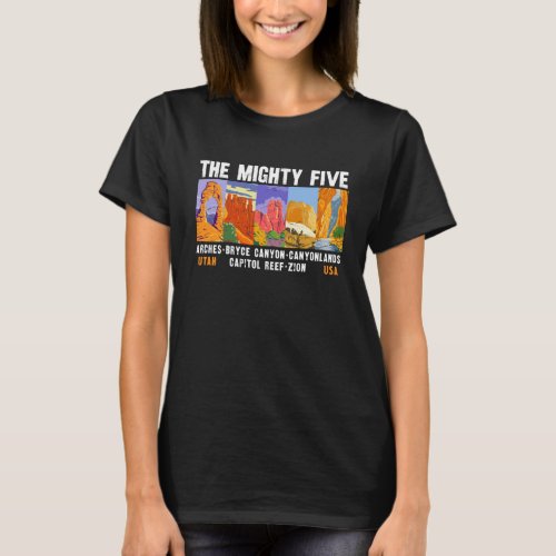 Mighty Five Utah National Parks List Vintage  T_Shirt