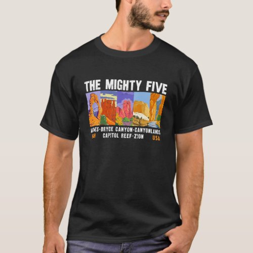 Mighty Five Utah National Parks List Vintage T_Shirt