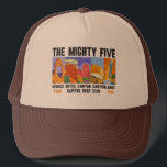 Mighty Five Utah National Parks List Vintage Trucker Hat<br><div class="desc">The parks Zion,  Bryce Canyon,  Capitol Reef,  Canyonlands,  and Arches are collectively known as “The Mighty 5” in Utah.</div>
