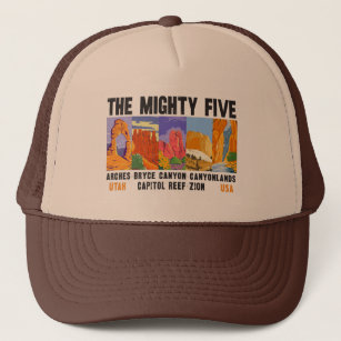 Mighty Five Utah National Parks List Vintage Trucker Hat